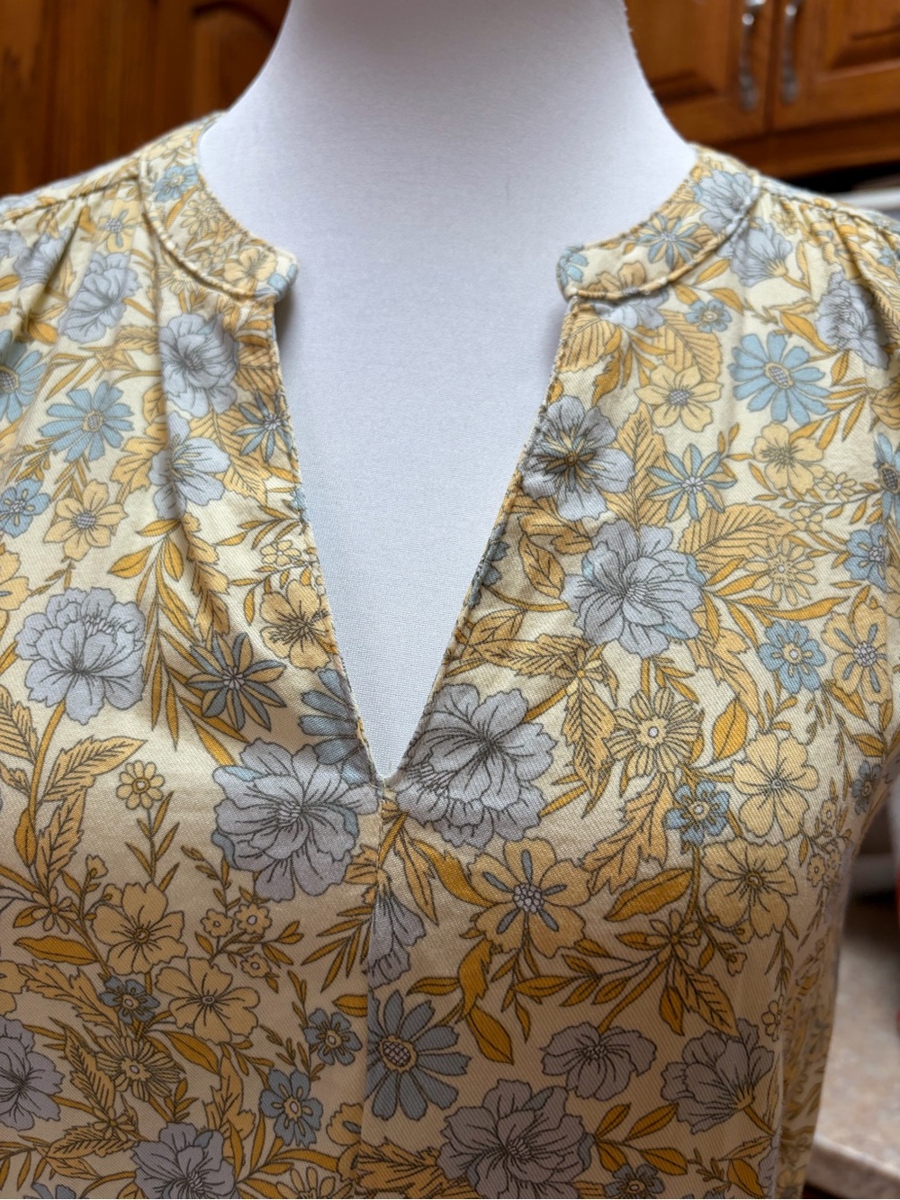 Denver Hayes Floral Sleeveless Dress Tie Waist Yellow Blue XS - Picture 6 of 9